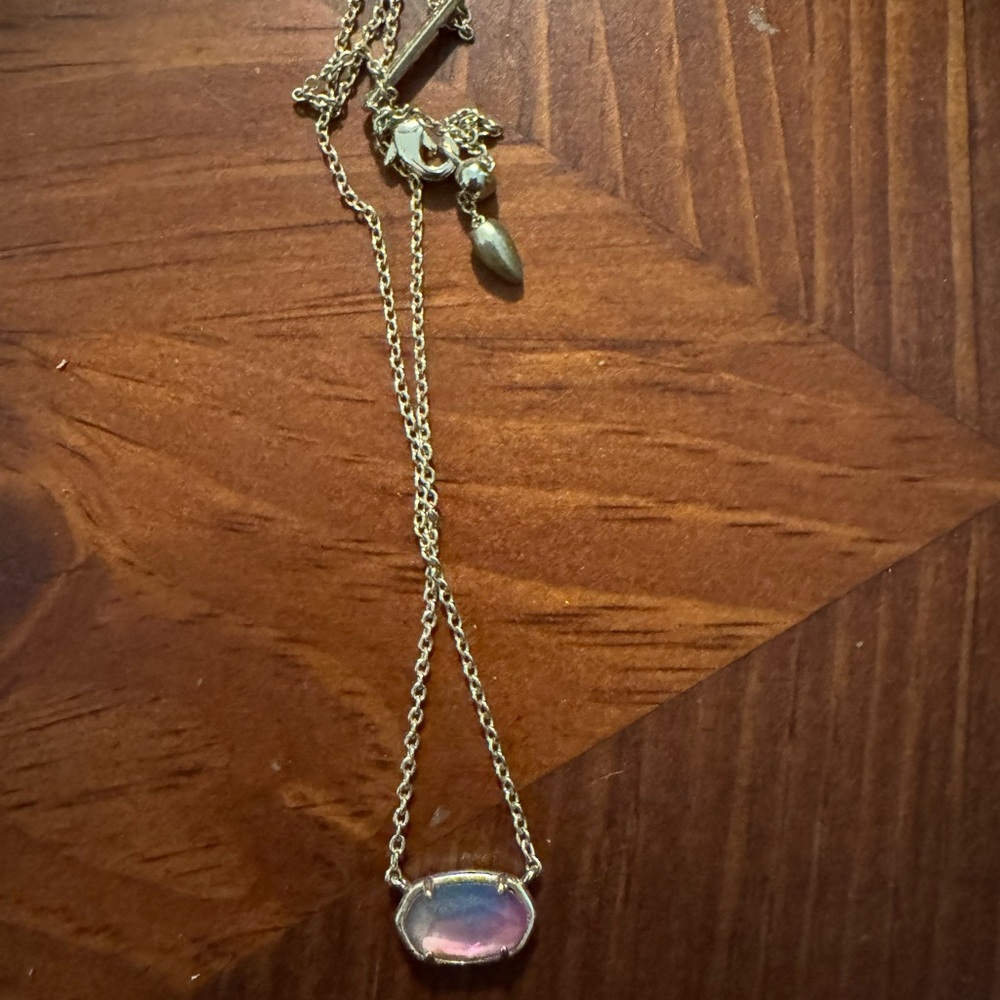 Kendra Scott gold Necklace with Delicate Chain and watercolor Oval Pendant